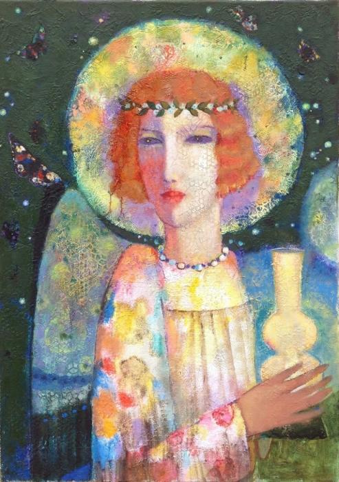 АНГЕЛ И БАБОЧКИ                                                             70х50см. х.м. 2014